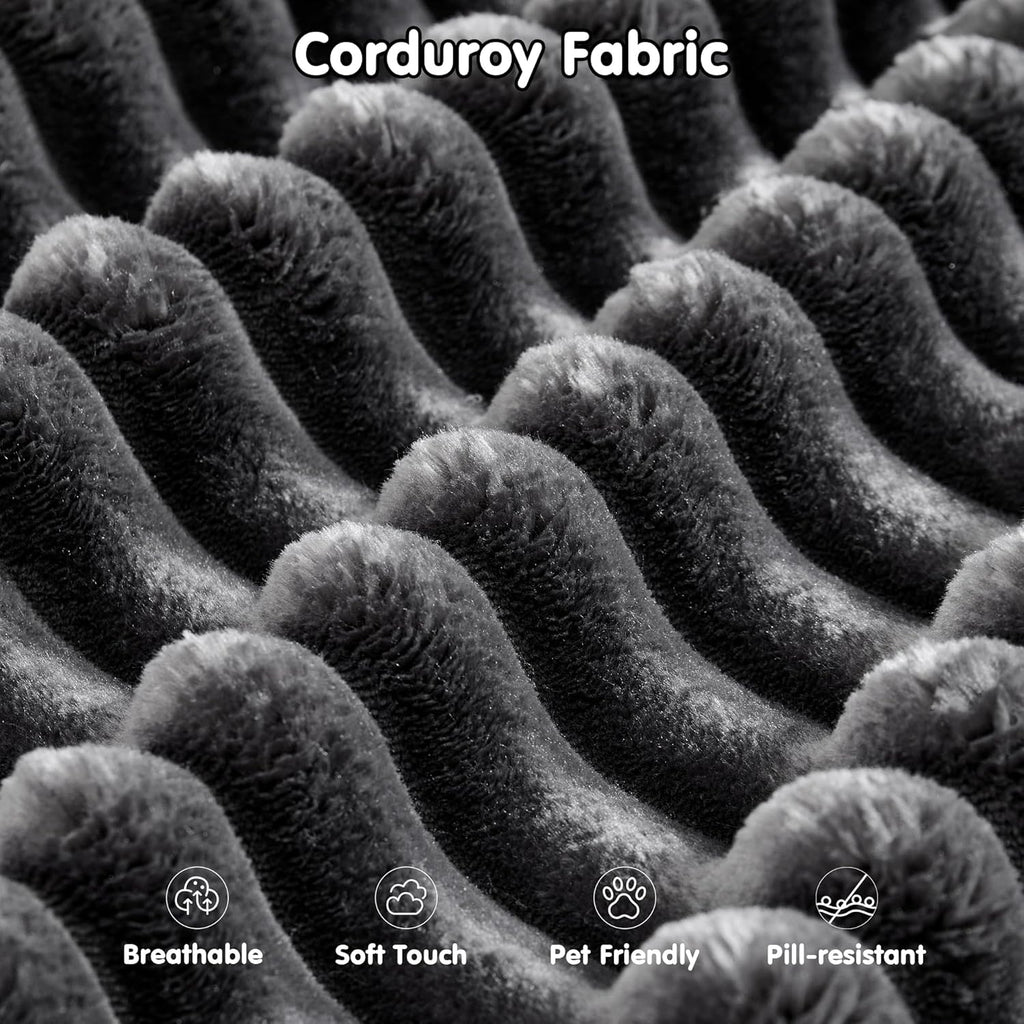 L-Shape Modular Couch, Plush Corduroy Fabric, No Assembly Required