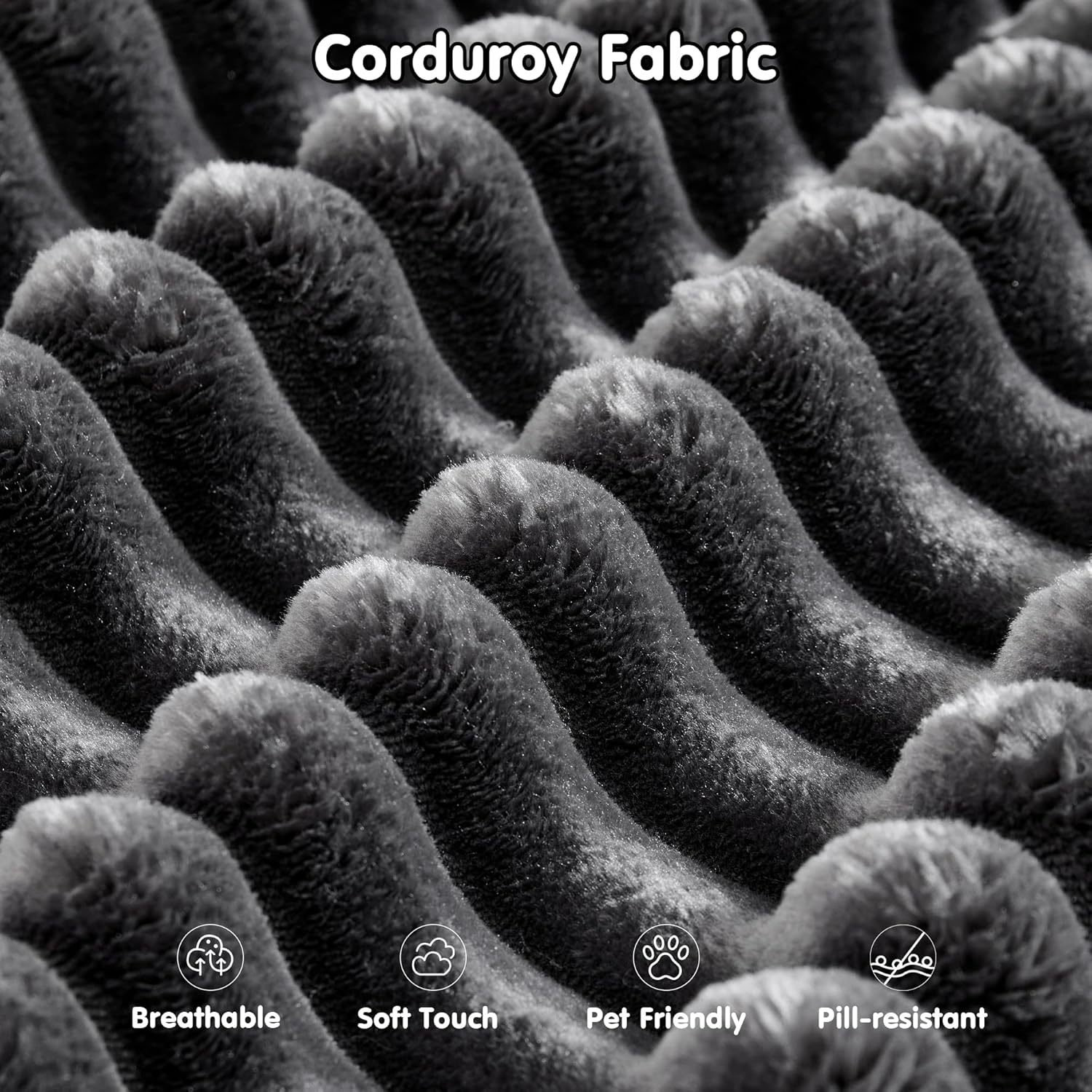 L-Shape Modular Couch, Plush Corduroy Fabric, No Assembly Required
