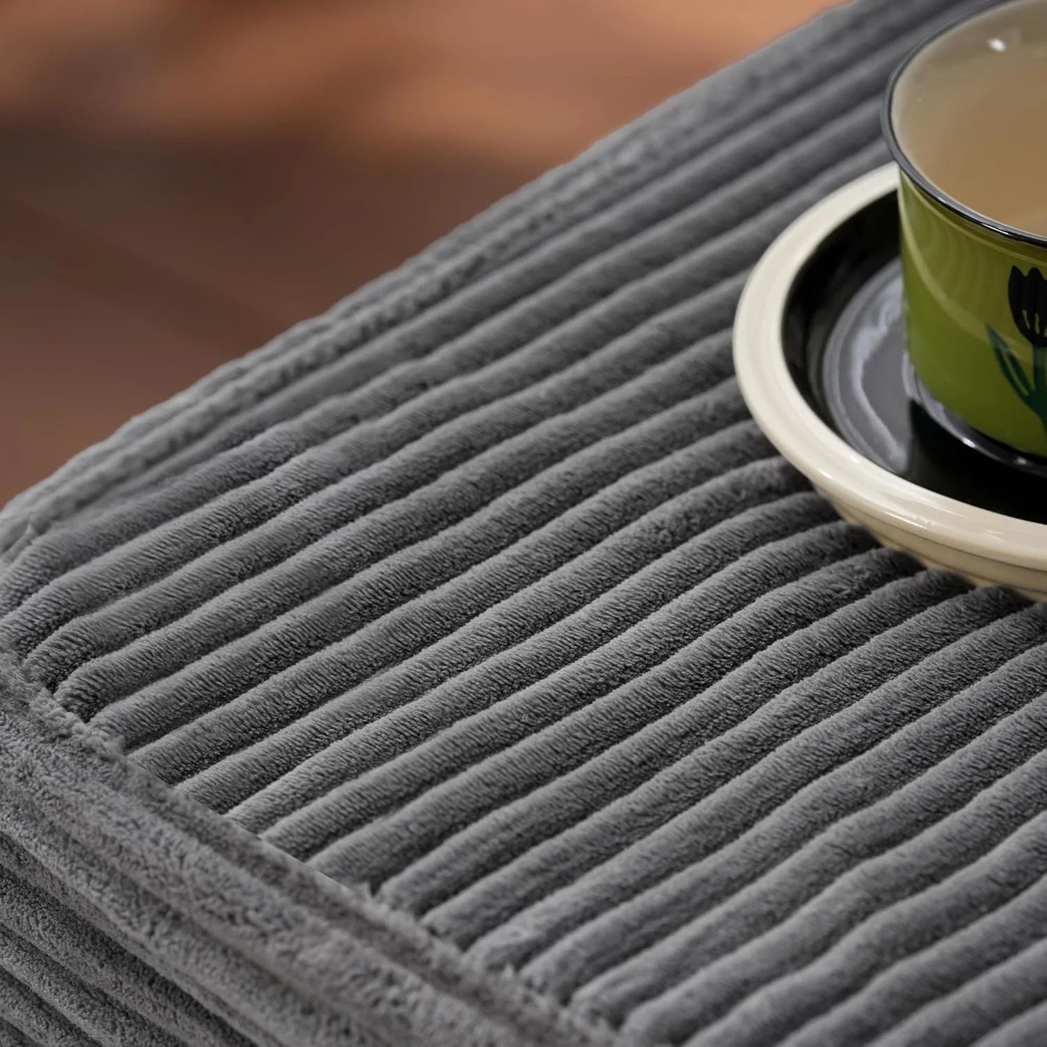 L-Shape Modular Couch, Plush Corduroy Fabric, No Assembly Required